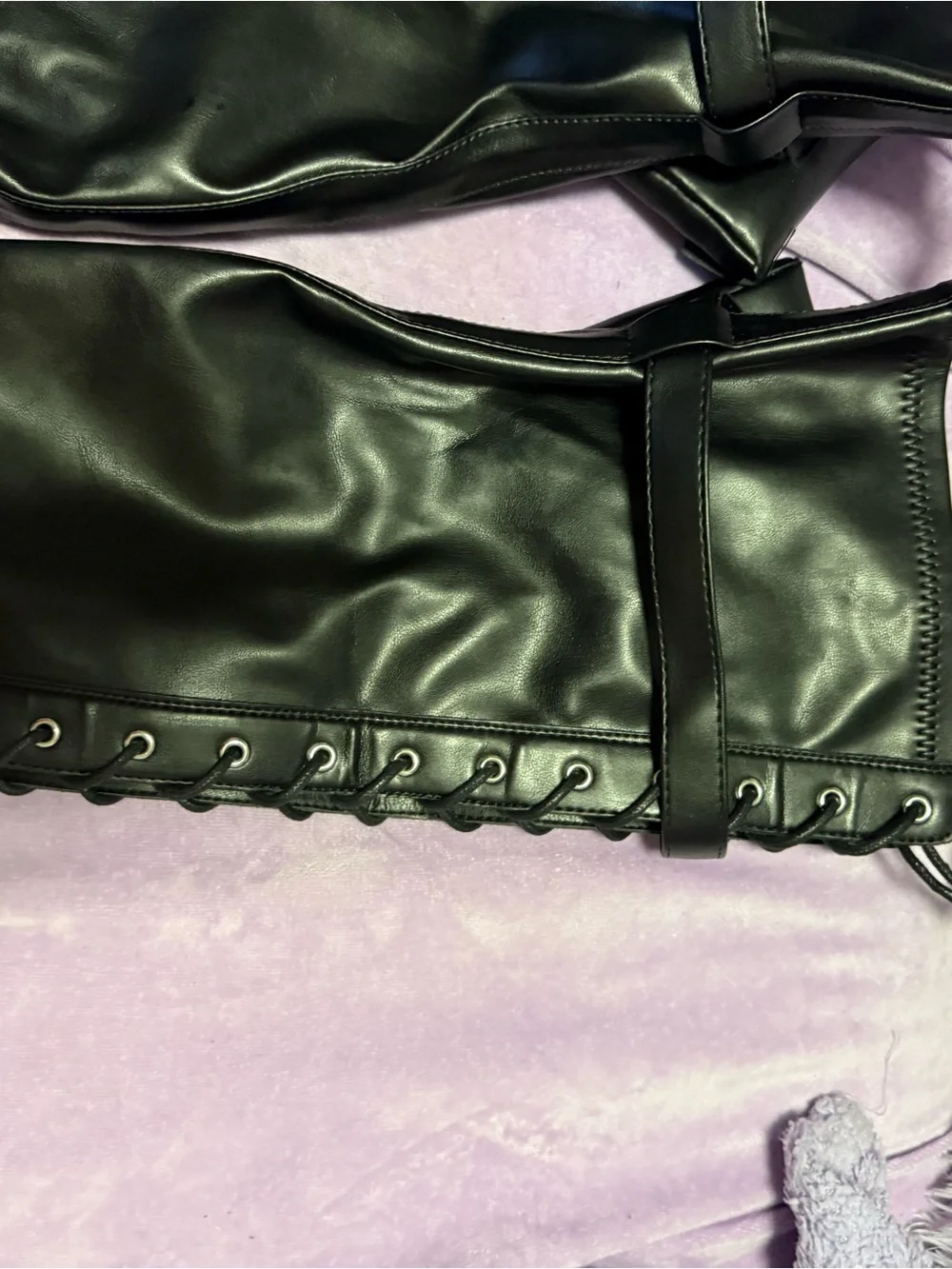 Sexy Black Thigh-High Lace-Up Combat Boots With Pockets Size 8 NWOT